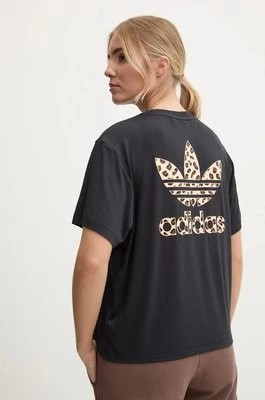 Zdjęcie produktu adidas Originals t-shirt Trefoil Tee Leopard damski kolor czarny IW8475