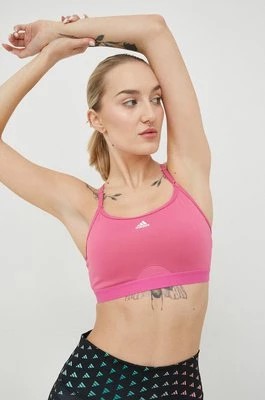 Zdjęcie produktu adidas Performance biustonosz do jogi Aeroreact kolor różowy gładki