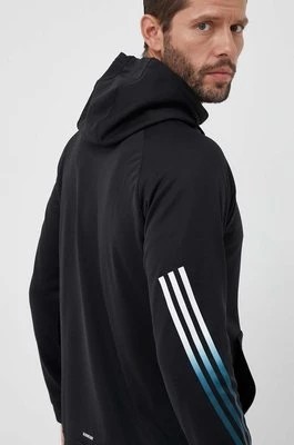 Zdjęcie produktu adidas Performance bluza treningowa Train Icons kolor czarny z kapturem z nadrukiem