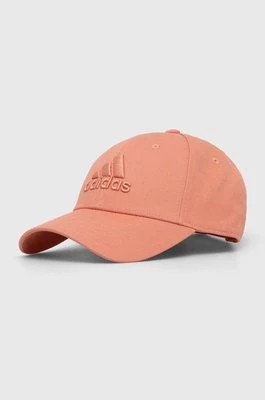 Zdjęcie produktu adidas Performance czapka z daszkiem bawełniana kolor pomarańczowy z aplikacją
