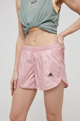 Zdjęcie produktu adidas Performance szorty HC1663 damskie kolor różowy wzorzyste medium waist