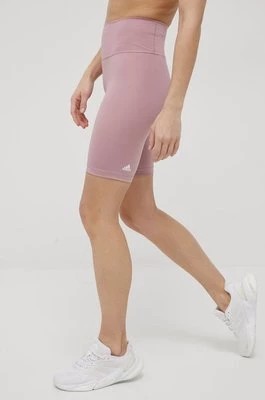 Zdjęcie produktu adidas Performance szorty treningowe Optime HG1202 damskie kolor różowy gładkie high waist