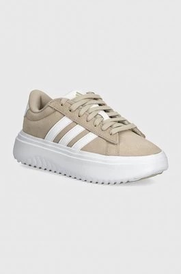 Zdjęcie produktu adidas sneakersy zamszowe Grand Court Platform kolor beżowy IH2408