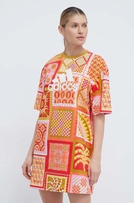 Zdjęcie produktu adidas sukienka bawełniana x FARM Rio kolor pomarańczowy mini prosta IQ4507