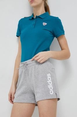 Zdjęcie produktu adidas szorty bawełniane kolor szary wzorzyste high waist