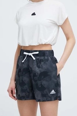 Zdjęcie produktu adidas szorty damskie kolor szary wzorzyste high waist IN7318