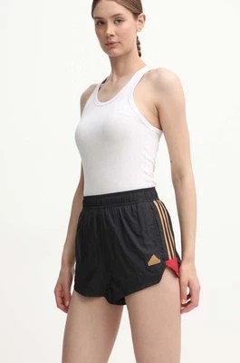 Zdjęcie produktu adidas szorty Tiro damskie kolor czarny z aplikacją high waist IW6801
