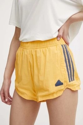 Zdjęcie produktu adidas szorty TIRO damskie kolor żółty z aplikacją high waist IS0722