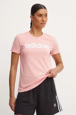 Zdjęcie produktu adidas t-shirt bawełniany Essentials damski kolor różowy IY9190