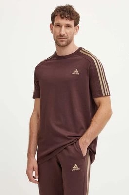 Zdjęcie produktu adidas t-shirt bawełniany Essentials męski kolor brązowy wzorzysty IX0158