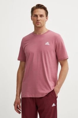 Zdjęcie produktu adidas t-shirt bawełniany Essentials męski kolor różowy gładki IX0120