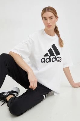 Zdjęcie produktu adidas t-shirt bawełniany Essentials kolor biały HR4930