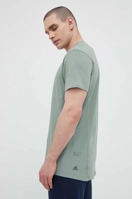 Zdjęcie produktu adidas t-shirt bawełniany kolor zielony gładki