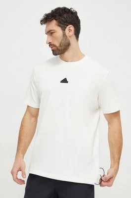 Zdjęcie produktu adidas t-shirt bawełniany męski kolor beżowy z aplikacją IR5175