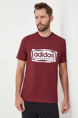 Zdjęcie produktu adidas t-shirt bawełniany męski kolor bordowy z nadrukiem IM8303