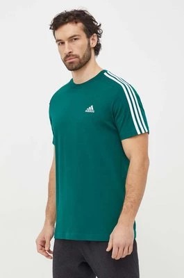 Zdjęcie produktu adidas t-shirt bawełniany męski kolor zielony z aplikacją IS1333