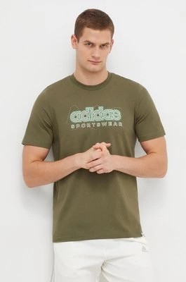 Zdjęcie produktu adidas t-shirt bawełniany męski kolor zielony z nadrukiem IM8314