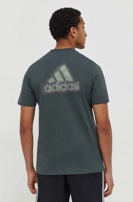 Zdjęcie produktu adidas t-shirt bawełniany męski kolor zielony z nadrukiem IN6227