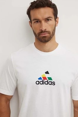 Zdjęcie produktu adidas t-shirt bawełniany Tiro męski kolor biały z nadrukiem IW2668