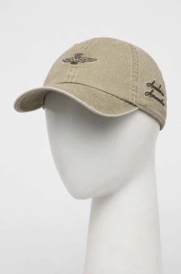 Zdjęcie produktu Aeronautica Militare czapka z daszkiem jeansowa kolor beżowy gładka HA1161CT3249