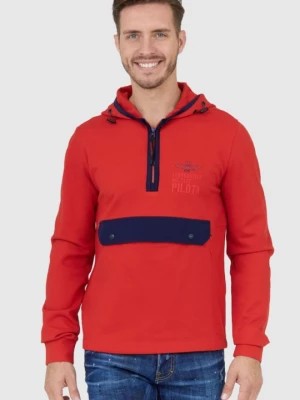 Zdjęcie produktu AERONAUTICA MILITARE Czerwona bluza męska z kapturem i suwakiem
