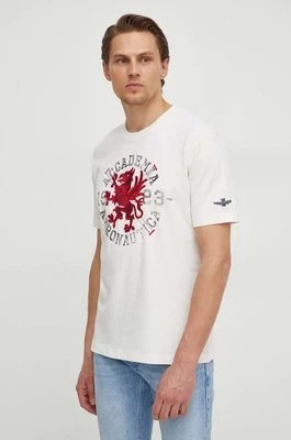 Zdjęcie produktu Aeronautica Militare t-shirt bawełniany męski kolor beżowy z nadrukiem TS2202J584