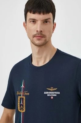 Zdjęcie produktu Aeronautica Militare t-shirt bawełniany męski kolor granatowy z aplikacją TS2231J592