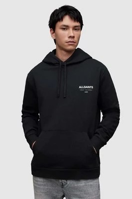 Zdjęcie produktu AllSaints bluza bawełniana męska kolor czarny z kapturem z nadrukiem