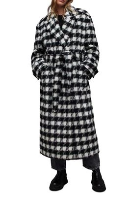 Zdjęcie produktu AllSaints płaszcz z domieszką wełny Haithe kolor czarny przejściowy oversize