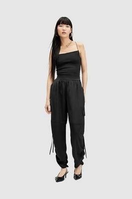 Zdjęcie produktu AllSaints spodnie damskie kolor czarny szerokie high waist