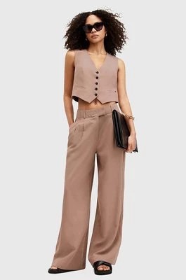 Zdjęcie produktu AllSaints spodnie z domieszką lnu DERI LYN kolor brązowy szerokie medium waist WT026Y