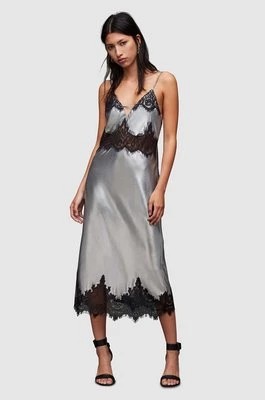 Zdjęcie produktu AllSaints sukienka Ophelia kolor szary midi prosta