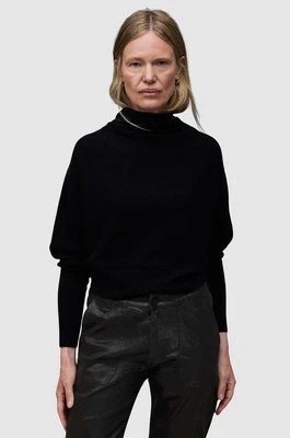 Zdjęcie produktu AllSaints sweter wełniany RIDLEY CROP damski kolor czarny z golfem