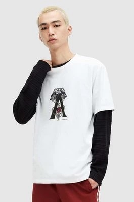Zdjęcie produktu AllSaints t-shirt bawełniany WULFANE męski kolor biały z nadrukiem