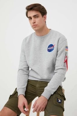 Zdjęcie produktu Alpha Industries bluza Space Shuttle Sweater męska kolor szary z nadrukiem 178307.17