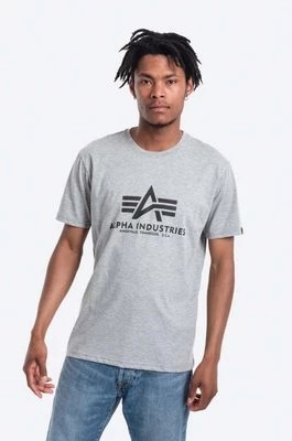 Zdjęcie produktu Alpha Industries t-shirt bawełniany Basic T-Shirt kolor szary z nadrukiem 100501.17