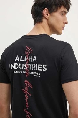 Zdjęcie produktu Alpha Industries t-shirt bawełniany męski kolor czarny z nadrukiem 148516