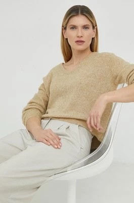 Zdjęcie produktu American Vintage sweter wełniany damski kolor beżowy lekki