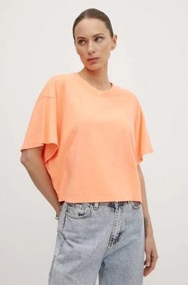 Zdjęcie produktu American Vintage t-shirt z domieszką lnu TEE-SHIRT MC COL ROND kolor pomarańczowy LOP02DE24
