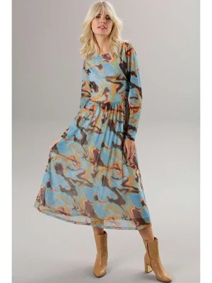 Zdjęcie produktu Aniston Sukienka w kolorze błękitno-karmelowym rozmiar: 40