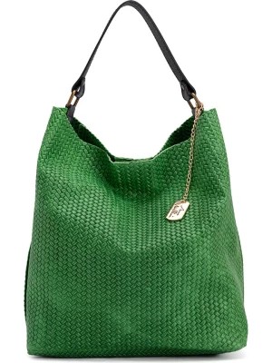 Zdjęcie produktu Anna Morellini Skórzana torebka "Sebastiana" w kolorze zielonym - 38 x 36 x 14 cm rozmiar: onesize