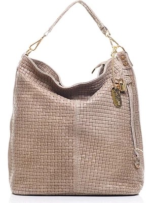 Zdjęcie produktu Anna Morellini Skórzany shopper bag "Caroline" w kolorze szarobrązowym - 42 x 38 x 17 cm rozmiar: onesize