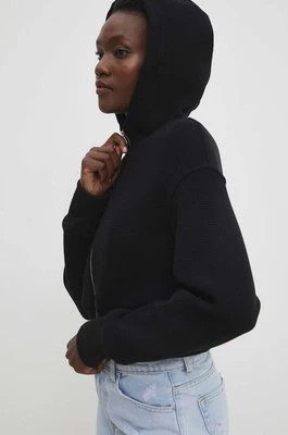Zdjęcie produktu Answear Lab bluza bawełniana damska kolor czarny z kapturem gładka