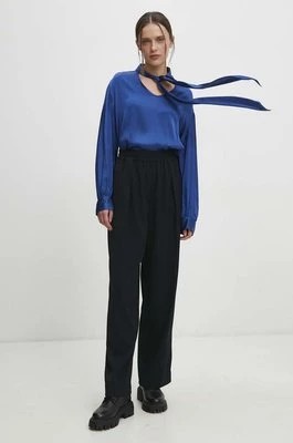 Zdjęcie produktu Answear Lab bluzka z jedwabiem kolor niebieski gładka