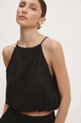 Zdjęcie produktu Answear Lab bluzka z lnem kolor czarny gładka