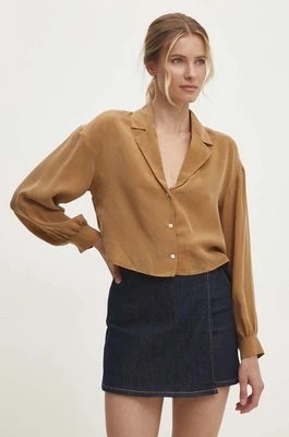 Zdjęcie produktu Answear Lab koszula damska kolor brązowy relaxed z kołnierzykiem klasycznym