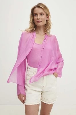 Zdjęcie produktu Answear Lab koszula z jedwabiem kolor różowy regular ze stójką