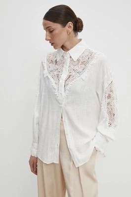 Zdjęcie produktu Answear Lab koszula z lnem kolor biały relaxed z kołnierzykiem klasycznym
