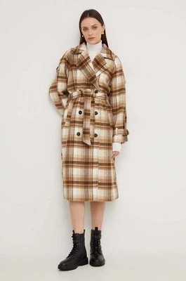 Zdjęcie produktu Answear Lab płaszcz damski kolor brązowy przejściowy oversize