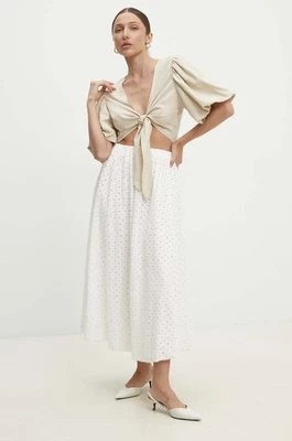Zdjęcie produktu Answear Lab spódnica bawełniana kolor biały midi rozkloszowana